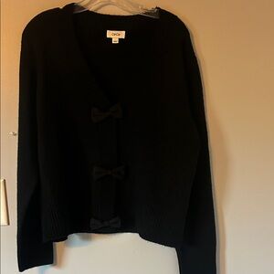 Women's Black Sweater with Bow Accents